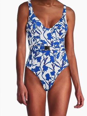 Hutch sally vines underwire plunge one piece swimsuit cobalt NWT SZ L